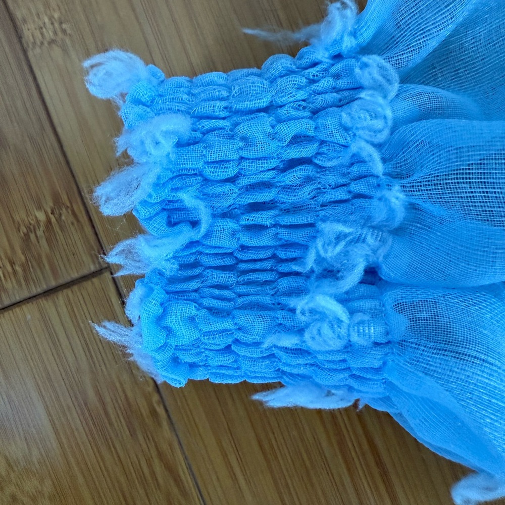 Sky Blue Textured Women's Blouse - Picture 7 of 9